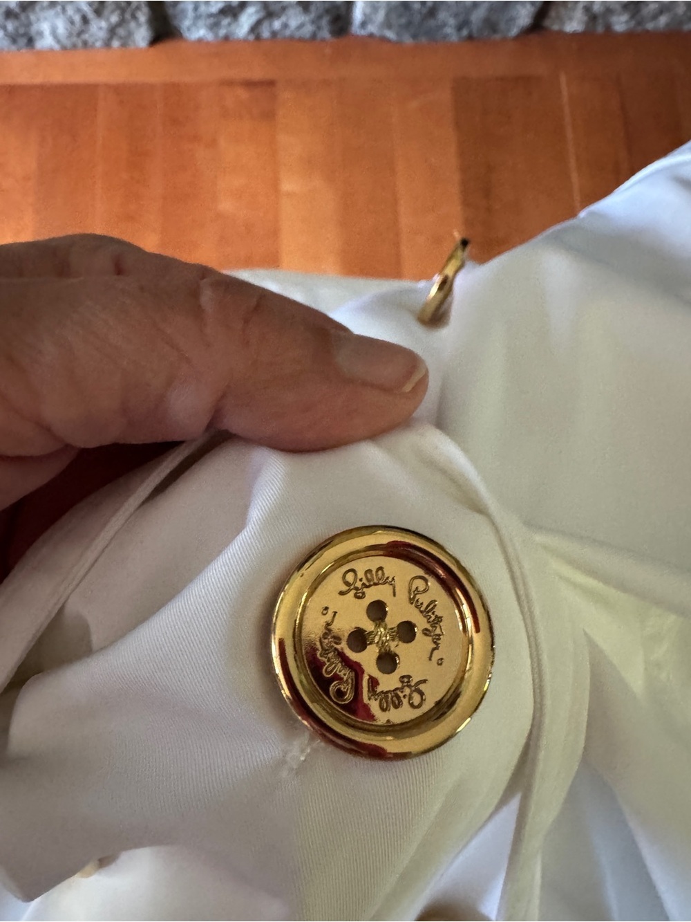 Lilly Pulitzer White Double-Breasted Trench with Gold Buttons - Picture 6 of 6